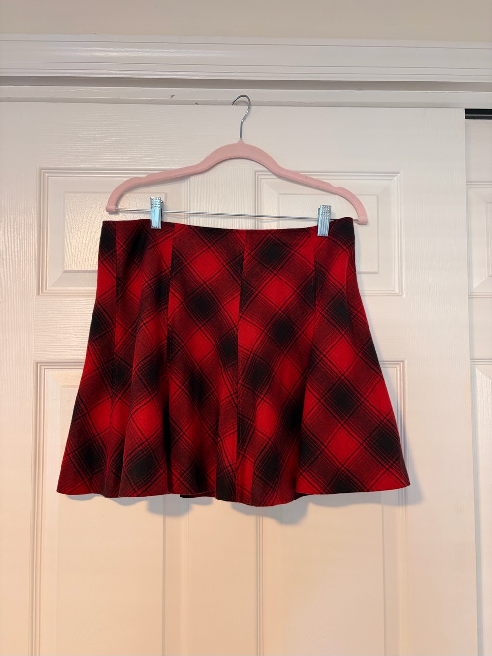 Polo Ralph Lauren red buffalo plaid skater mini skirt size 10